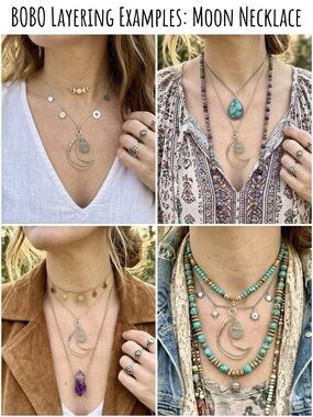 🌙Celestial Moon sea glass Stone Gold Crescent wire w Gypsy hippy enchanting vibe